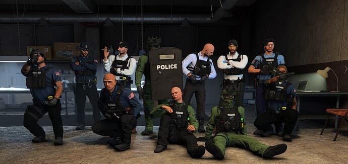 FiveM roleplay — tactical police unit group photo on Tunisian Highlife